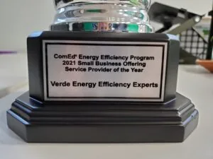 Verde Energy Efficiency Experts ComEd 2021 Small Business Offering Service Provider of the Year Award